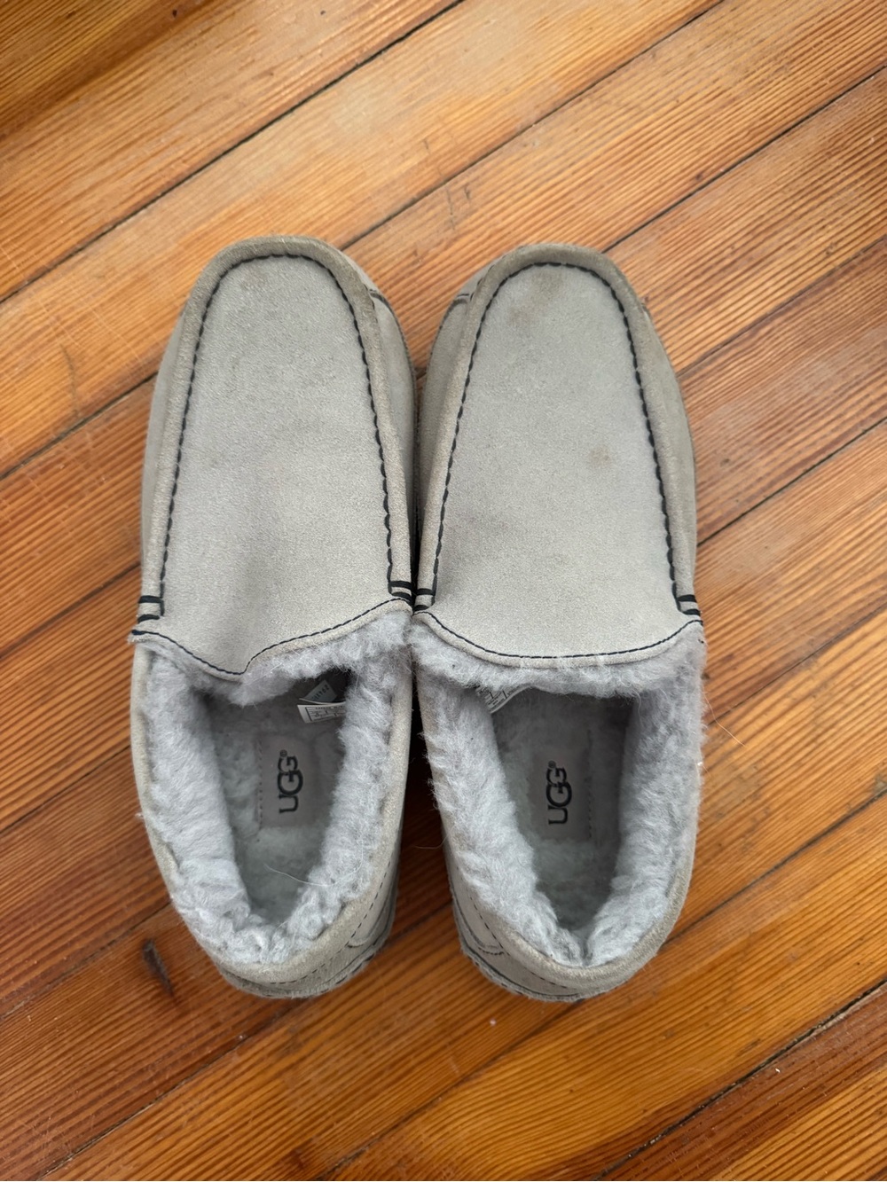 UGG Men's Grey Suede Slip-On Slippers